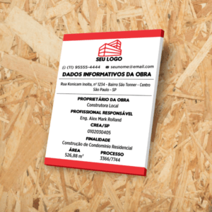 Placa de obra em PS (1m x 50cm)