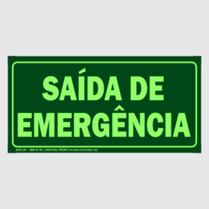 Placa Fotoluminescente - Saída de Emergência (12x24 cm)