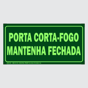 Placa Fotoluminescente - Porta Corta-Fogo (12x24 cm)