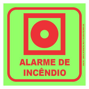 Placa Fotoluminescente - Alarme de Incêndio (15x15 cm)