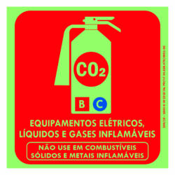 Placa Fotoluminescente - Extintor CO² (15x15 cm)
