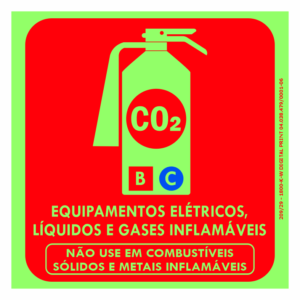 Placa Fotoluminescente - Extintor CO² (15x15 cm)