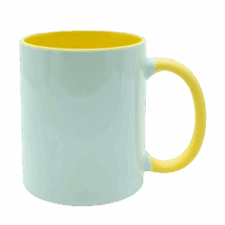 Caneca com alça e interior colorido amarelo para sublimação