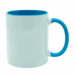Caneca com alça e interior colorido azul claro para sublimação