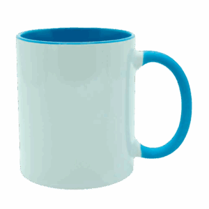 Caneca com alça e interior colorido azul claro para sublimação