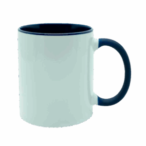 Caneca com alça e interior colorido preto para sublimação