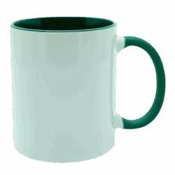 Caneca com alça e interior colorido verde escuro para sublimação