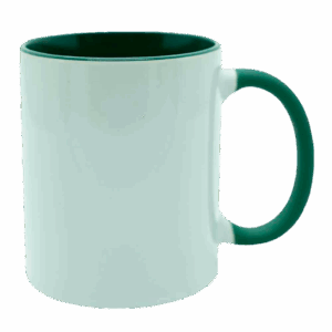 Caneca com alça e interior colorido verde escuro para sublimação