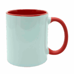 Caneca com alça e interior colorido vermelho para sublimação