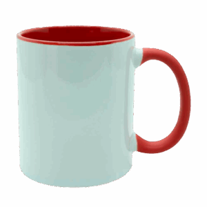Caneca com alça e interior colorido vermelho para sublimação