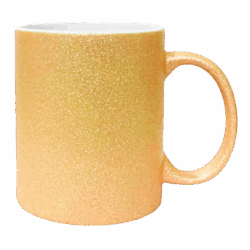Caneca de cerâmica com glitter dourado