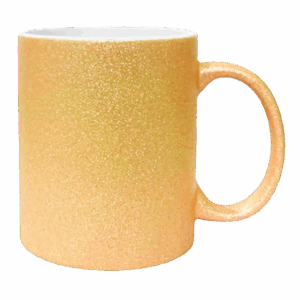 Caneca de cerâmica com glitter dourado