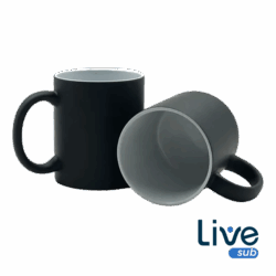 Caneca preta mágica para sublimação live sub