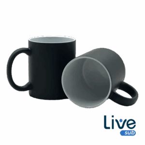 Caneca preta mágica para sublimação live sub